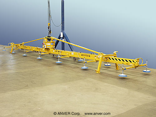 ANVER Fourteen Pad Mechanical Vacuum Lifter for Lifting & Handling Steel Plate 45 ft x 10 ft (13.7 m x 3.1 m) weighing up to 7,000 lb (3175 kg)